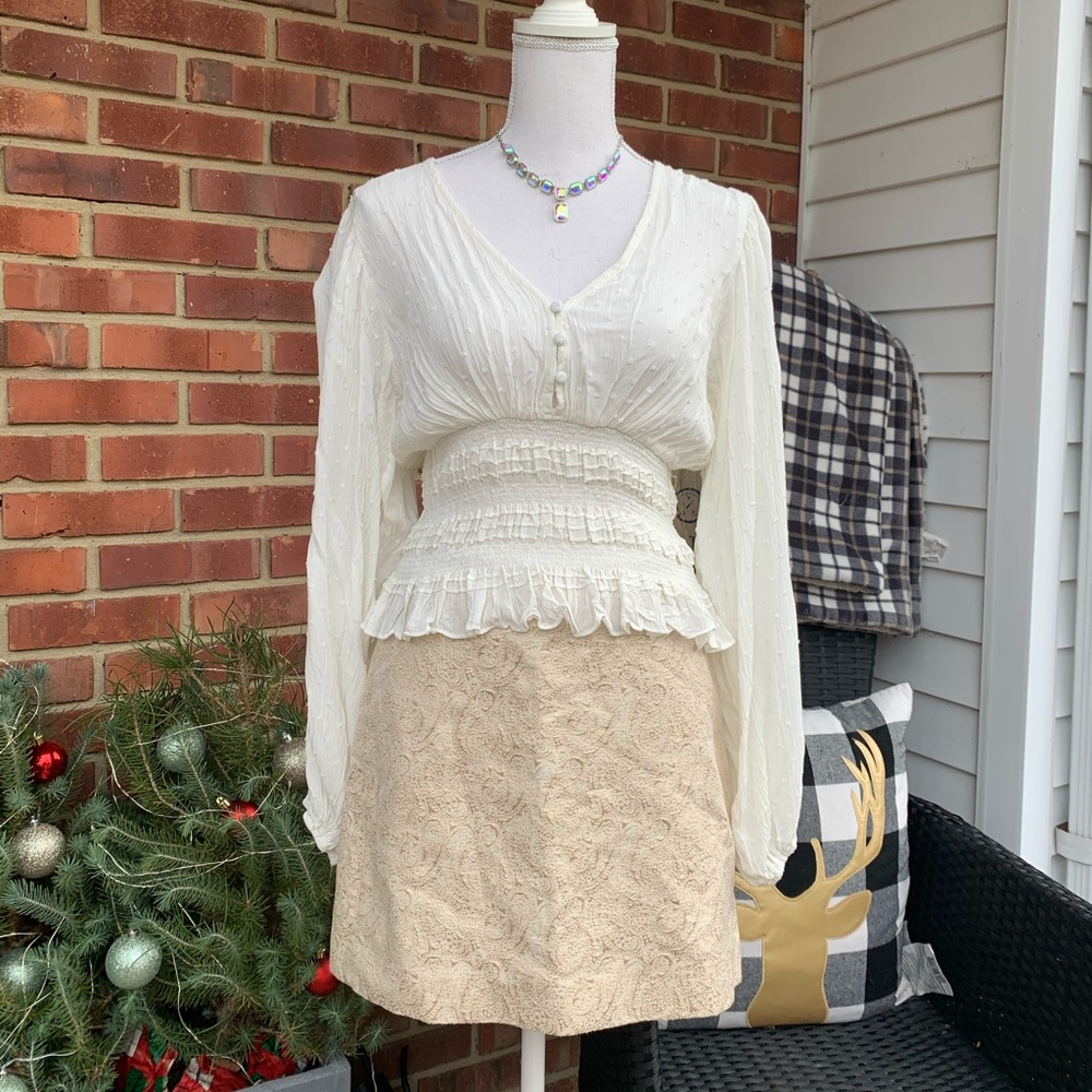 Paisley Gold Mini Skirt EUC